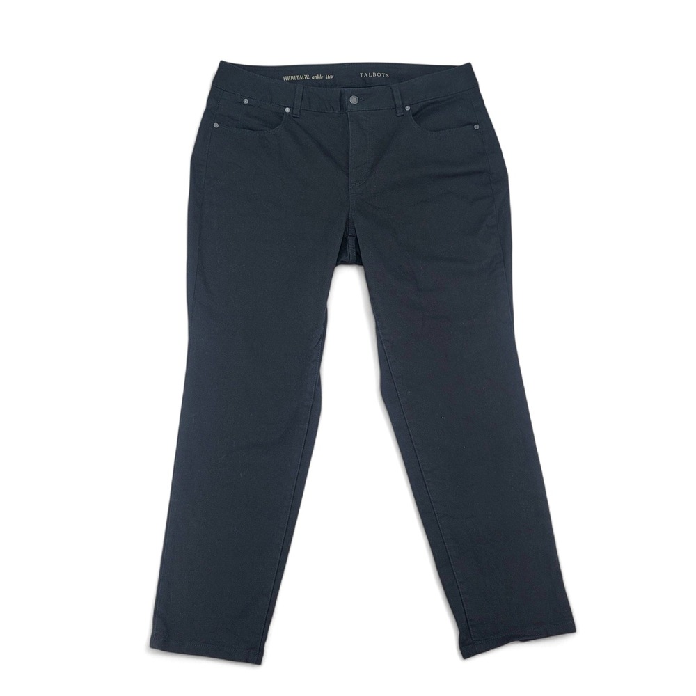 Talbots Heritage Ankle Pants Black Cotton Blend Comfort‎ Stretch Size 16W